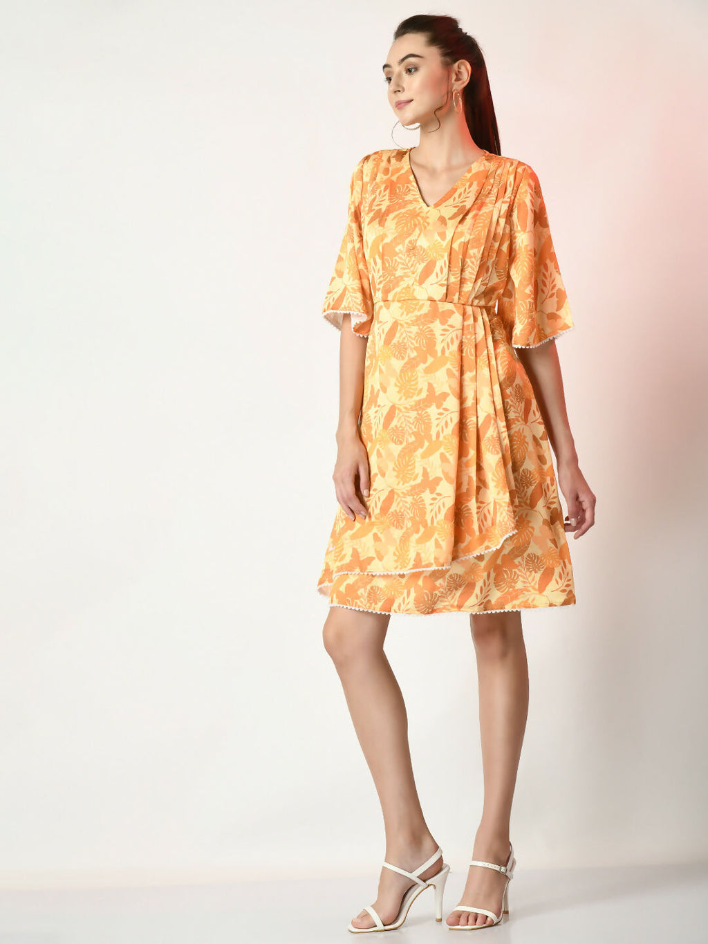 Myshka Women's Yellow Printed Dress