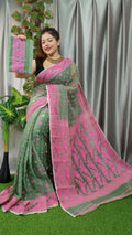 Exclusive Collection Olive Beautiful Jamdani Collection Saree
