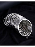 NVR Women Handmade Silver Plated Spiral Bangle