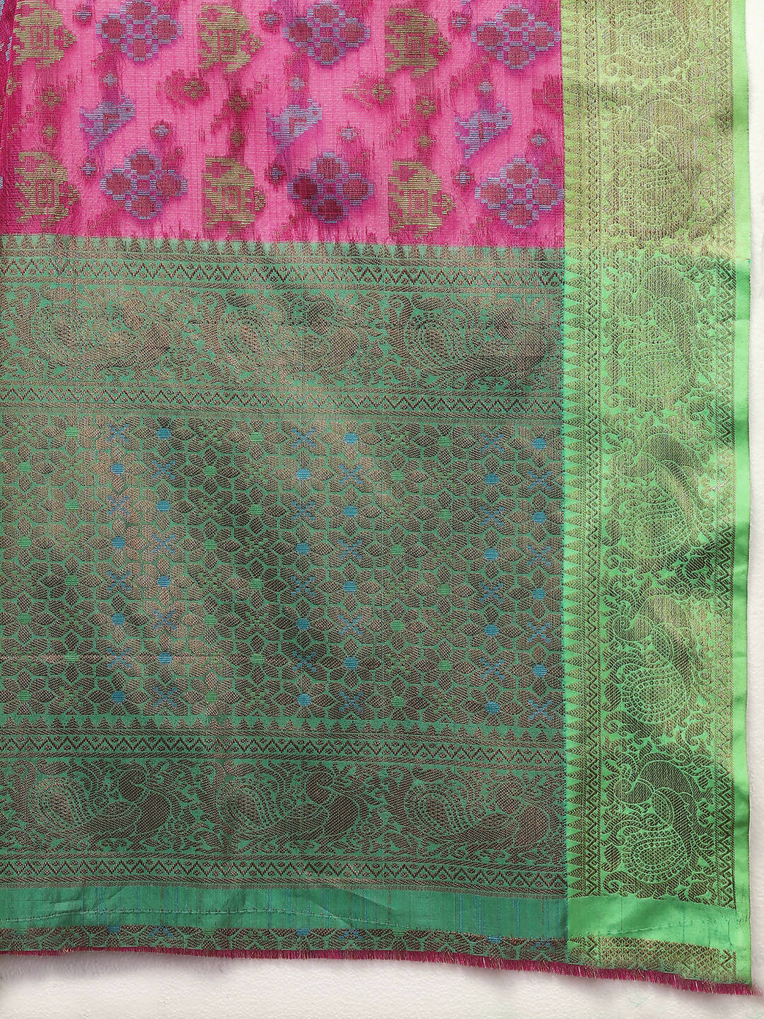Lorenvalley Fashion Pink Cotton Woven Design Zari Meenakari Weaving Saree