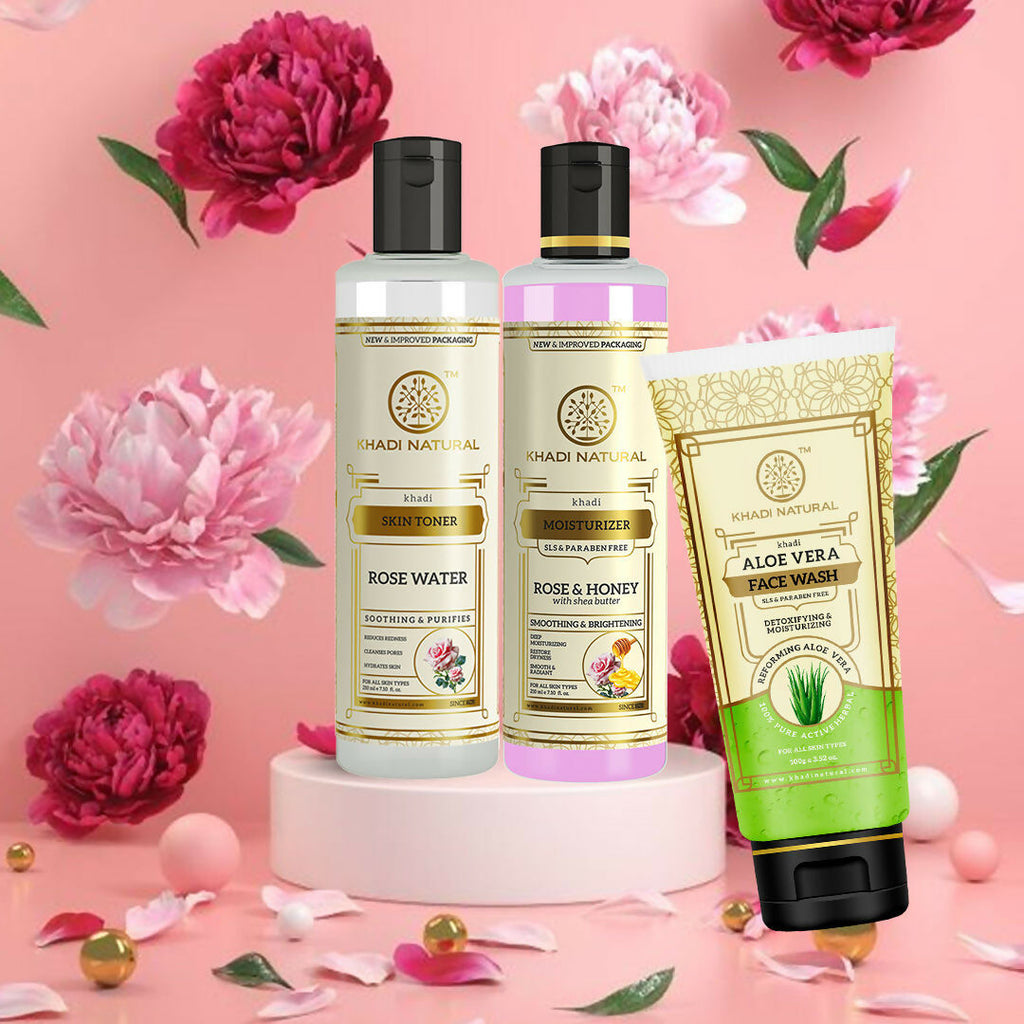 Khadi Natural Glowing Skin Combo - Wash, Tone & Moisturize
