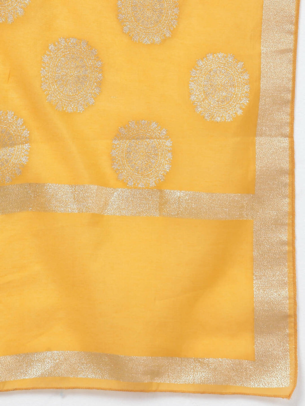 Myshka Women Yellow Panelled Kurta with Palazzos With Dupatta