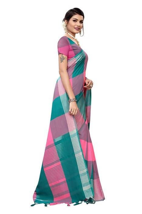 Vamika Rama Cotton Silk Weaving Saree (Gamma Checks Rama)