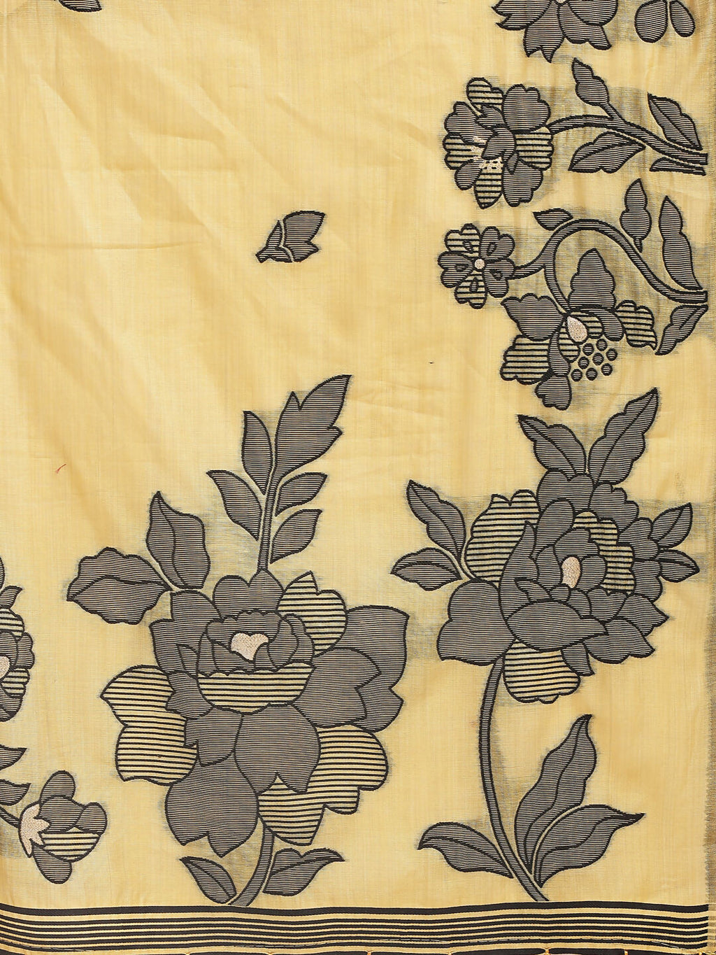 Shree Shyam Fashion Kashira Yellow Linen Cotton Saree