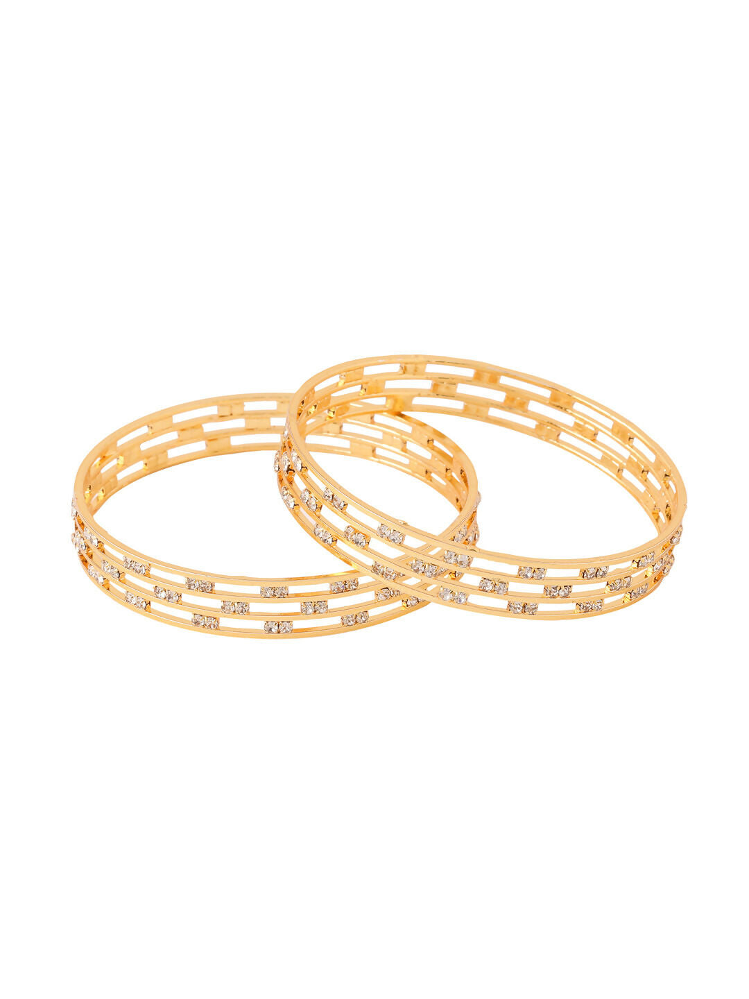 NVR Women Set of 2 Gold-Polished Traditional Bangles