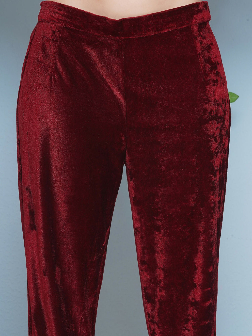 Joban Fashion Maroon Velvet Hand Embellished Kaftaan Set