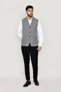 Joban Fashion White And Black Colored Cotton Satin With Checks Print Work Men's Jacket