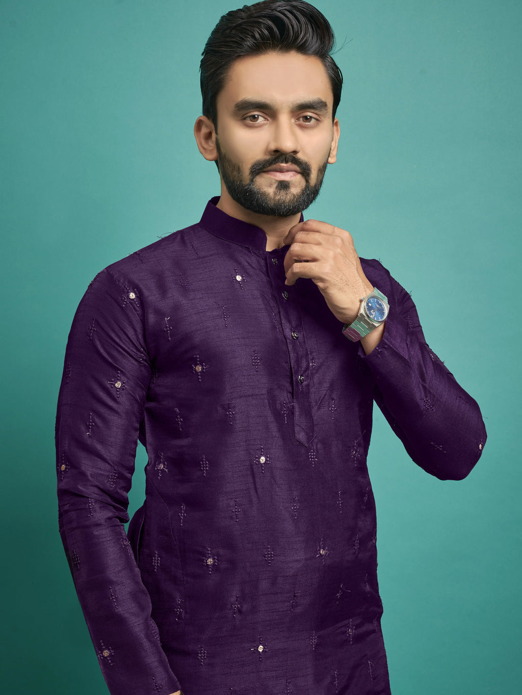 Ready to Wear Purple Stylish Men's Kurta Pajama by Infinity Export