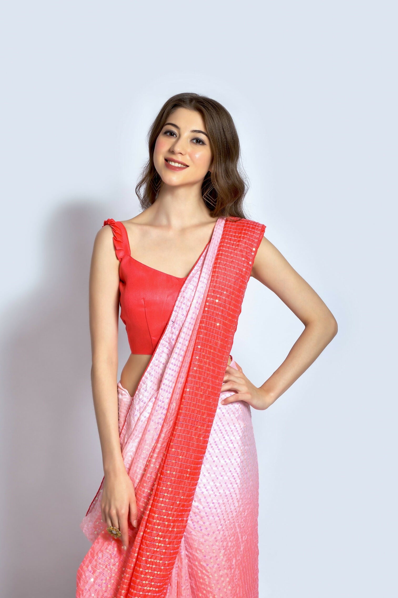 Vegaa Fashion Peach Ichitra Silk Embroidered Party Wear Saree