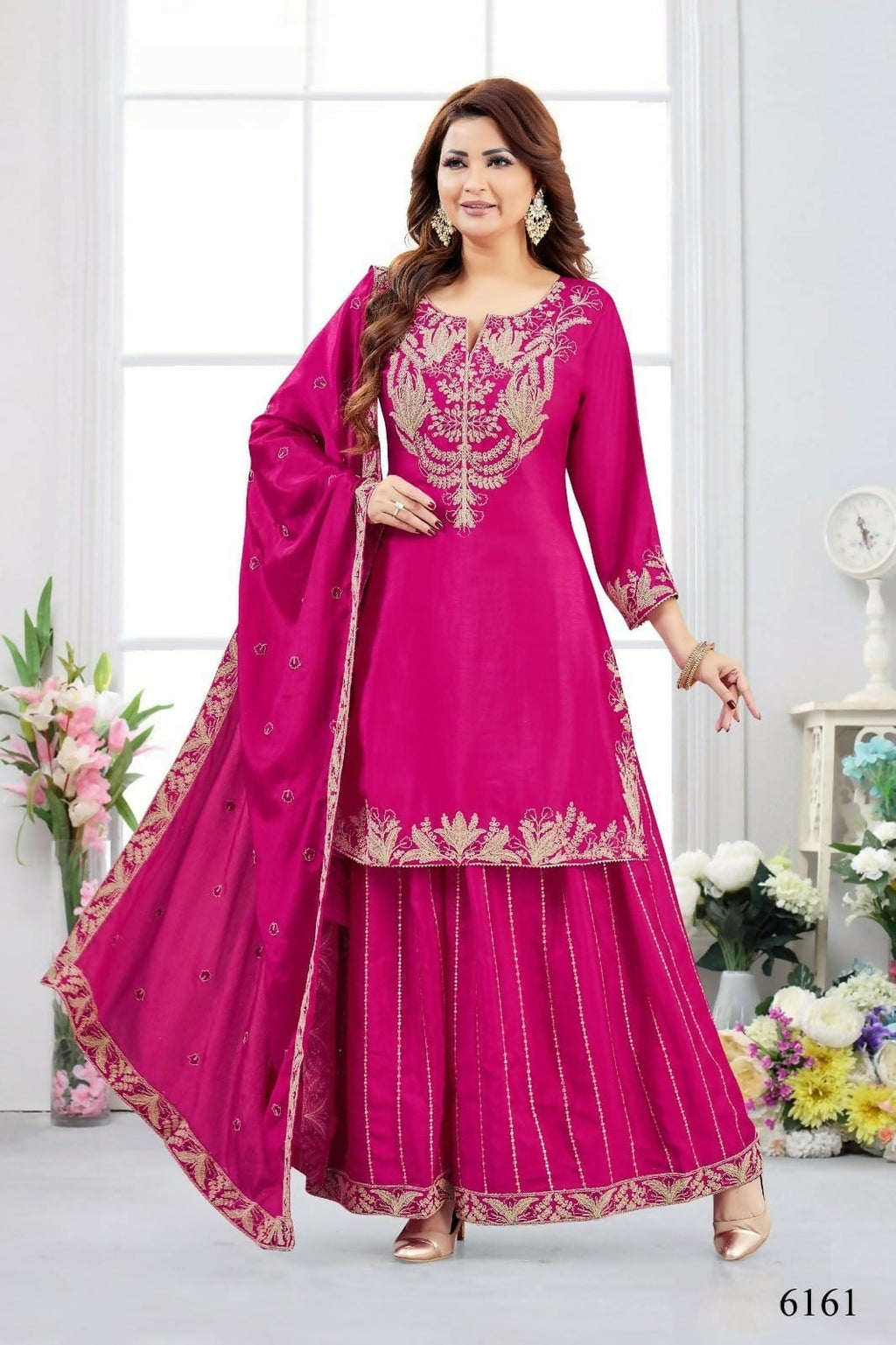 Joban Fashion Chinon Rani Color Kurta Set