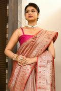 Joban Fashion Orange Saree Tissue Applick With Mirror