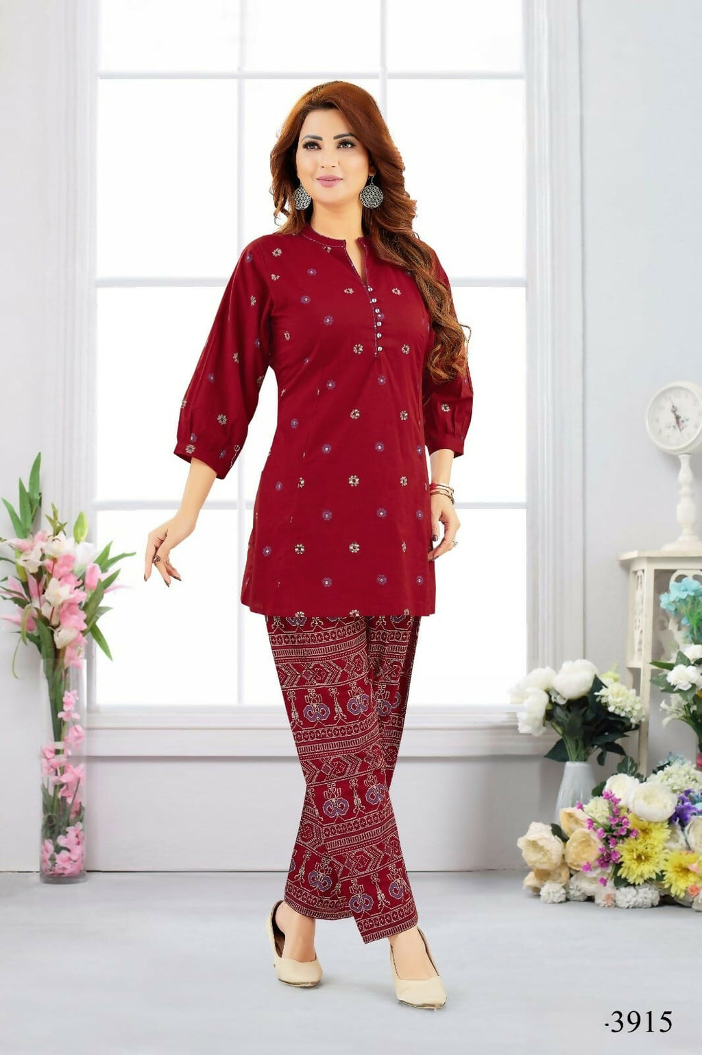 Joban Fashion Cotton Maroon Color Kurta Set