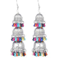 MS Fashion India Muskan Fancy Sterling Silver Earrings With Jhumki & Multicolor Beads