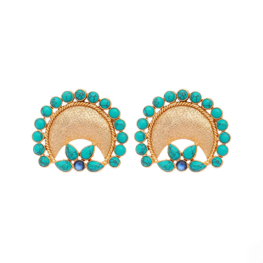 Nuyug Turquoise Crescent Earrings