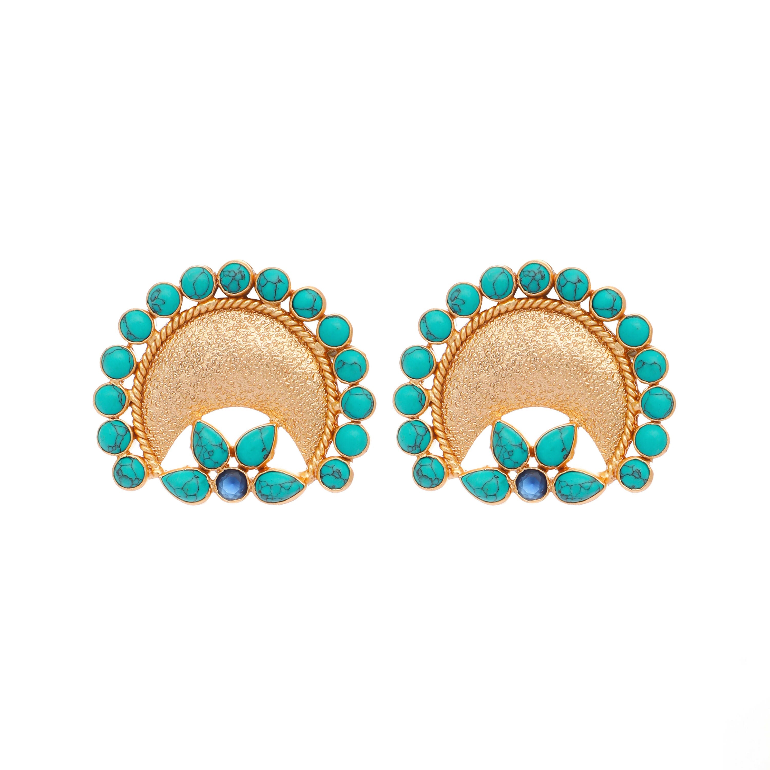 Nuyug Turquoise Crescent Earrings
