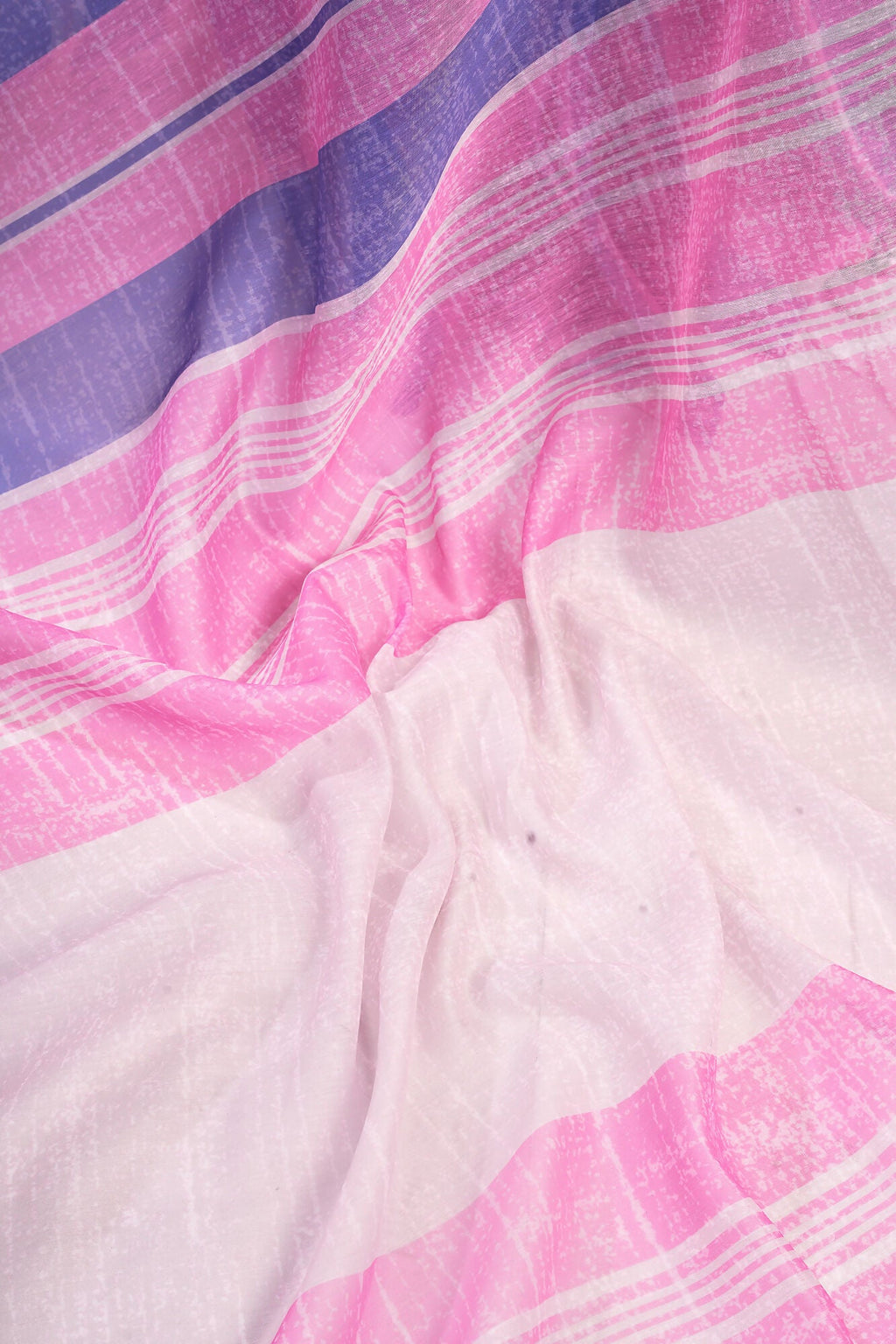 Vastranavya Pink Blue Digital Printed Linen Ready To Wear Designer Saree with Unstitched Blouse