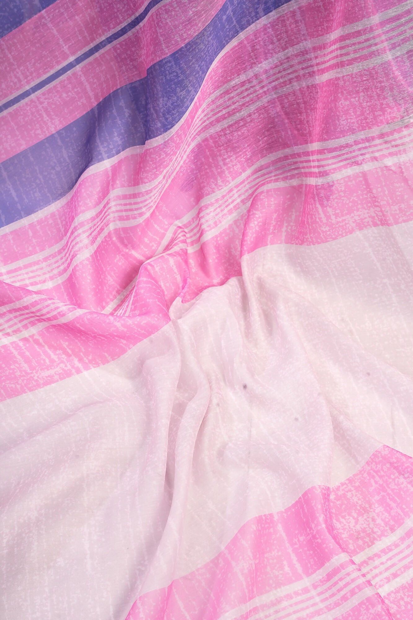 Vastranavya Pink Blue Digital Printed Linen Ready To Wear Designer Saree with Unstitched Blouse