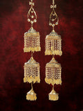 NVR Women's Pack Of 2 Gold-Polished & White Pearl Mirror Work Bridal Layered Kaleera Sets