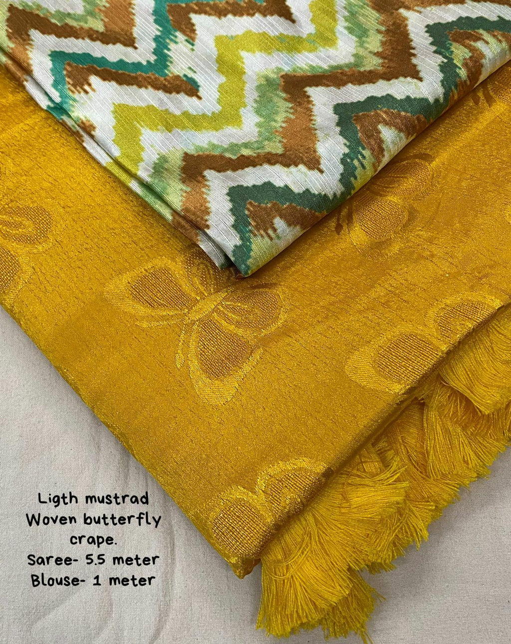 Mustard Silk Blend Ethnic Motifs Saree with Unstitched Blouse - Hiral Fashion