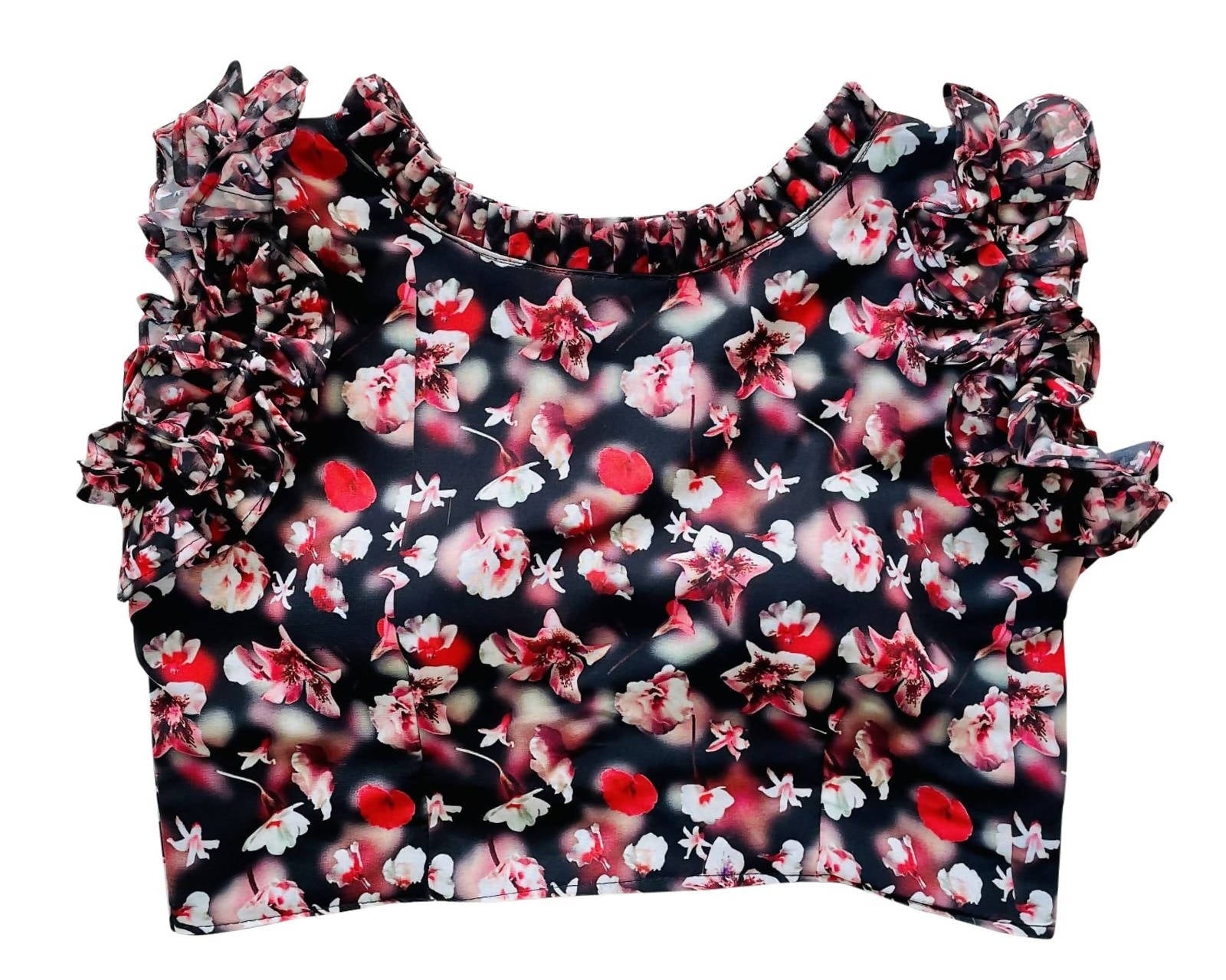 Vamika Beautiful Black Georgette Frill Blouse