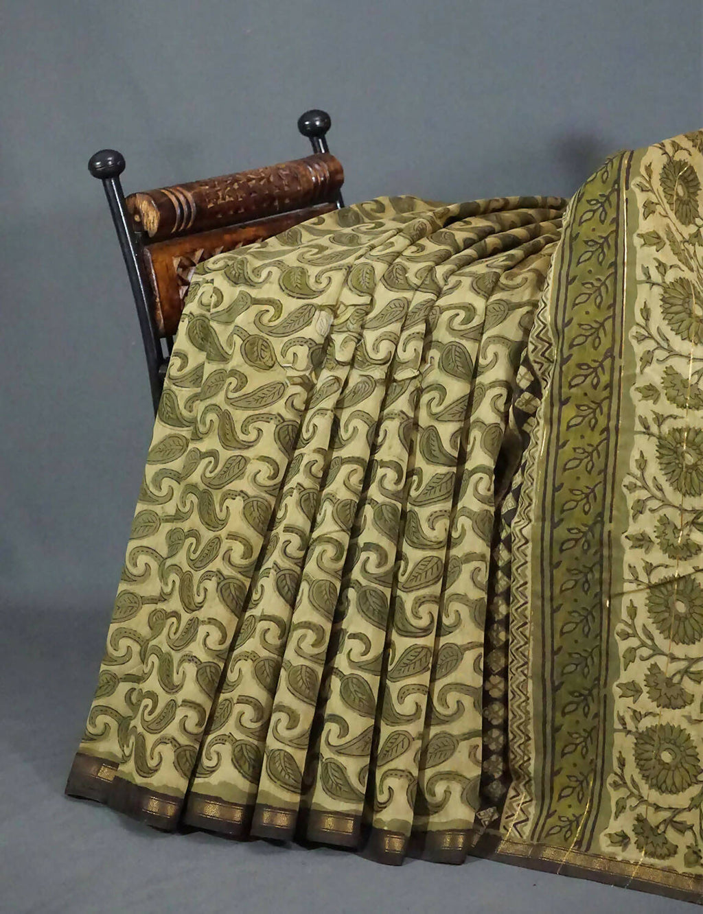 Shades of Heena Green Printed Chanderi Saree for Regular/Office Wear By Gayathri Reddy Designer Studio