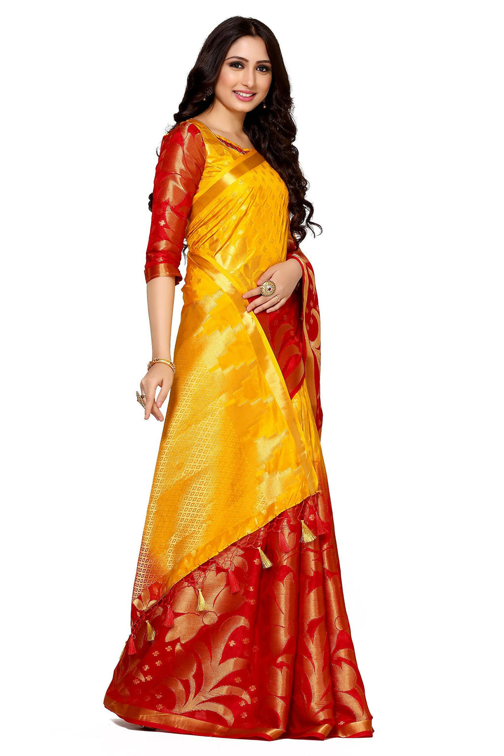 Mimosa Women's Multi Color Art Silk Kanjivaram Saree
