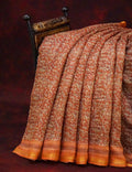 Orange and Rust Printed Semi Chanderi Saree By Gayathri Reddy Designer Studio