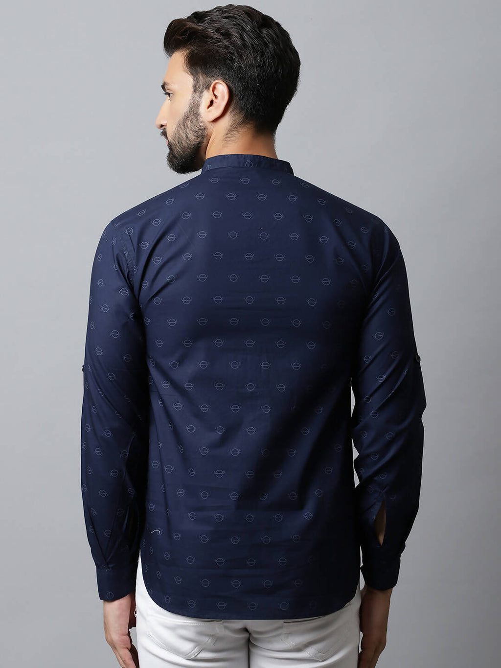 Even Apparels Navy blue Color Pure Cotton Men's Kurta With Band Collar (PRT1184)