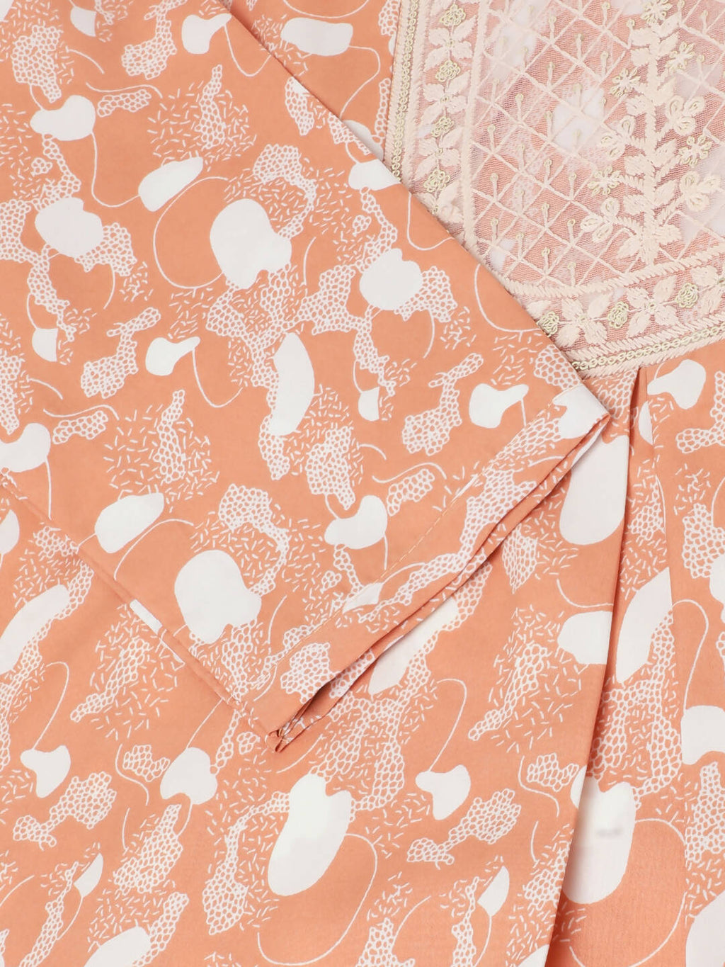 Orange Poly Crepe Digital Printed Top with Matching Bottom - Preeti