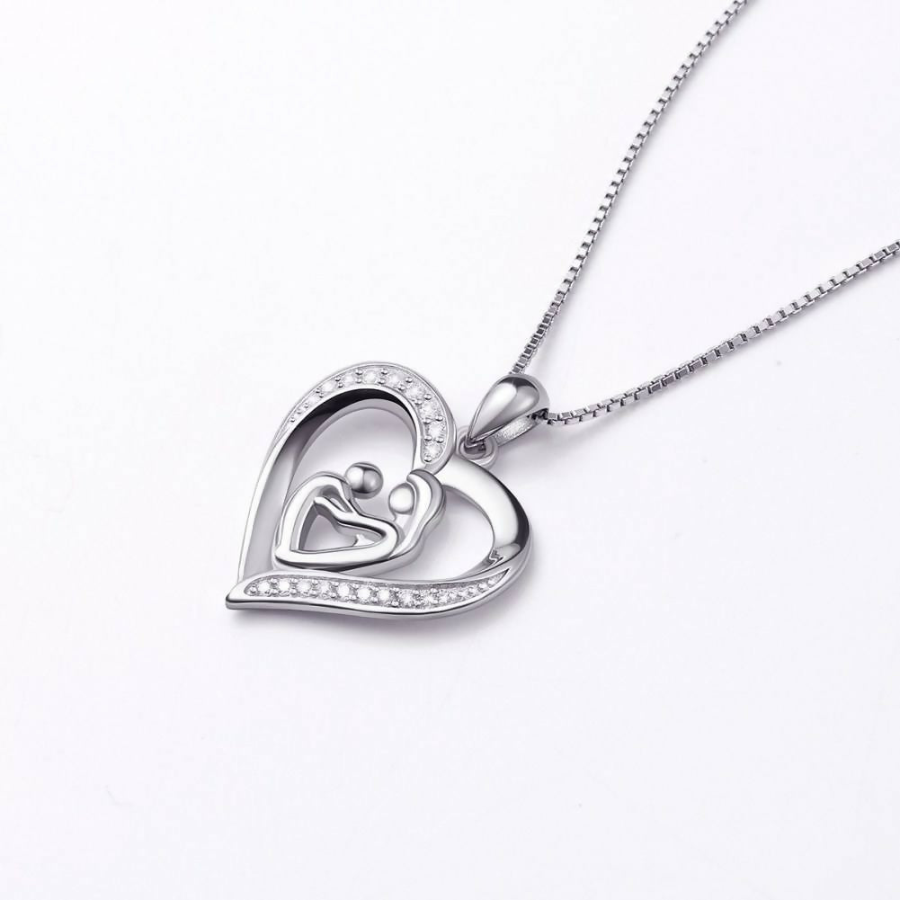 Cauer Elegant 14K White Gold Plated Moissanite Pendant Necklace