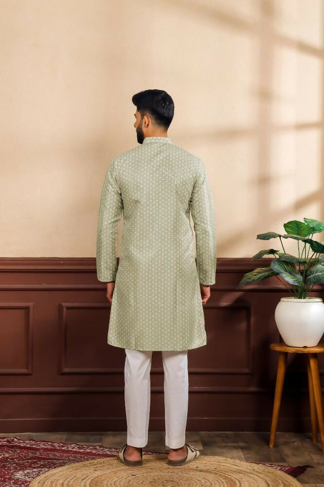 Pista Art Silk Digital Printed, Embroidery Work Kurta Set - Mahotsav