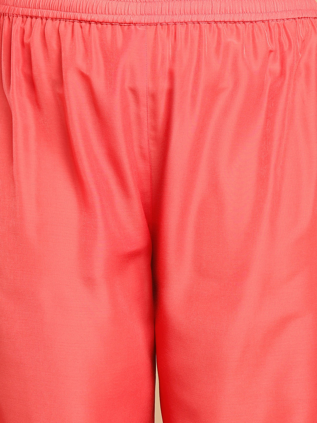 Janasya Angrakha Muslin Peach Solid V-Neck Kurta & Bottom