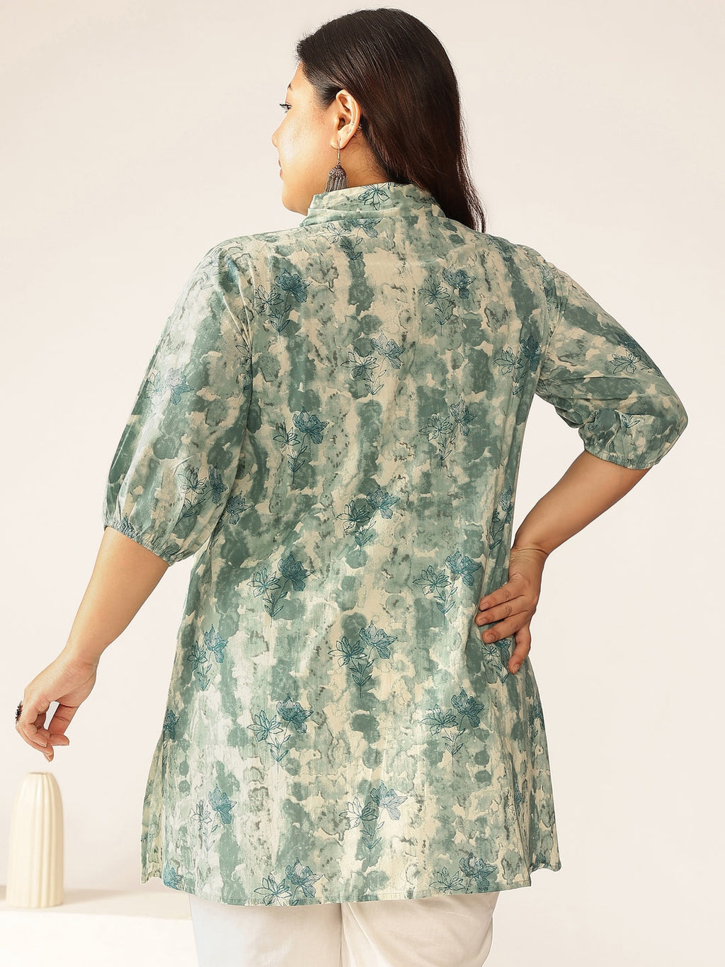 Janasya Dark Cotton Tie & dye Straight Tunic