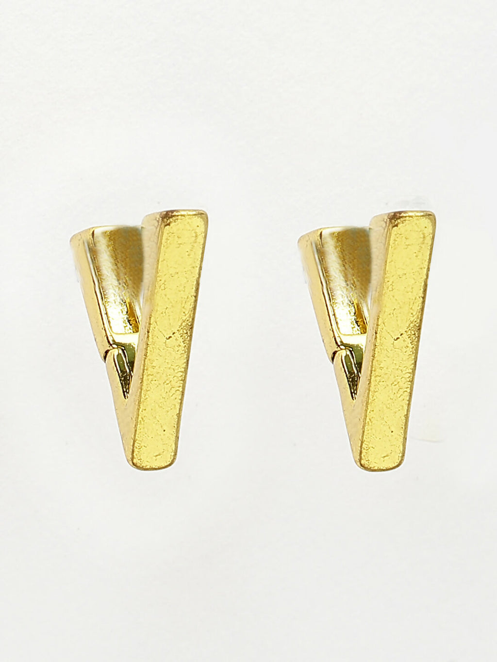 NVR Men's Gold-Polished Geometric Shape Stainless Steel Studs Earring