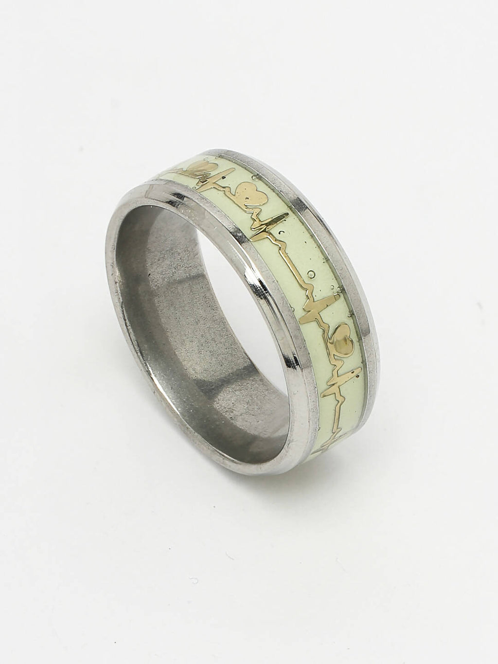 NVR Men's Rhodium-Plated Silver-Toned Stainless Steel Finger Ring