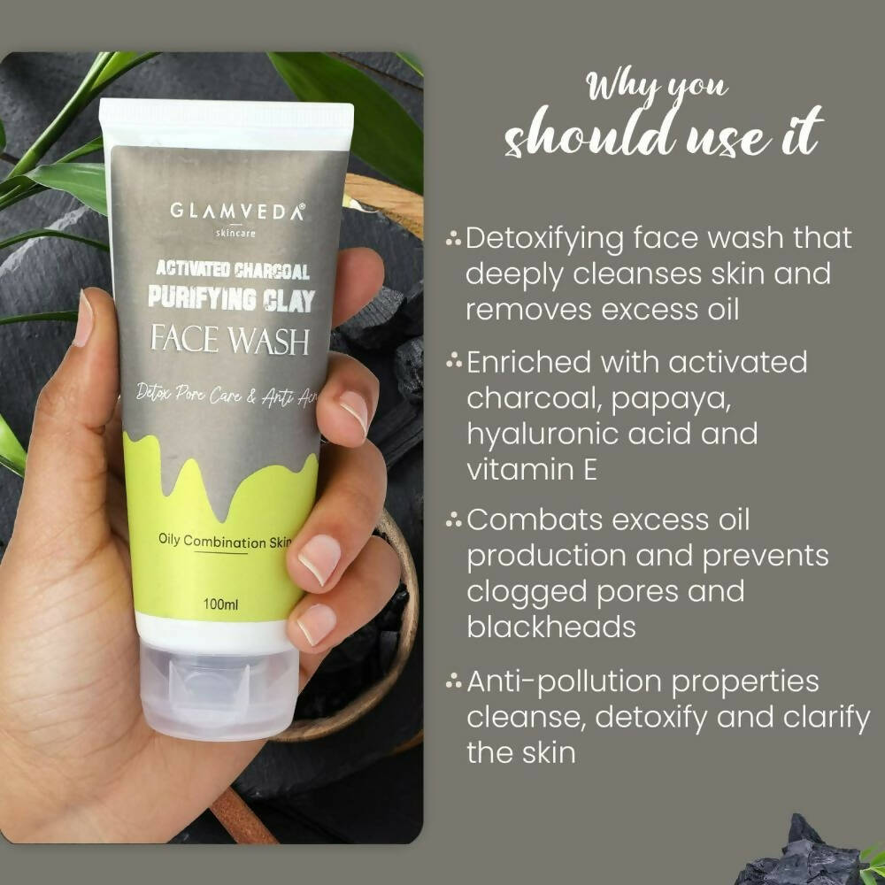 Glamveda Men Activated Charcoal Clay Detox & Anti Acne Face Wash