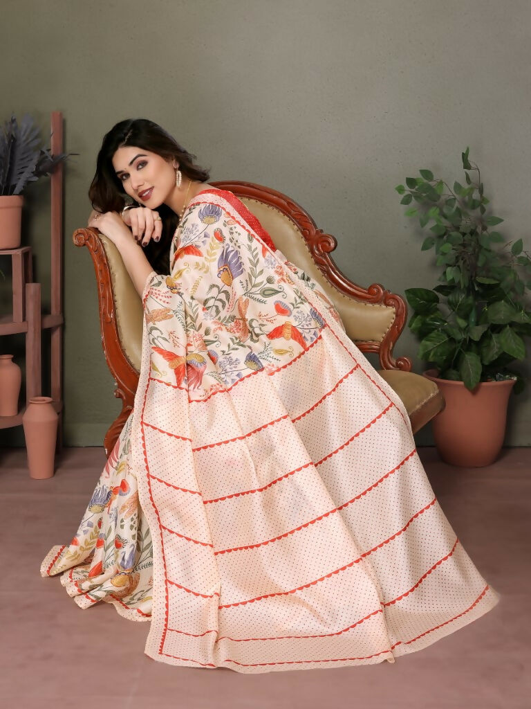 Designer Partywear Off White Khadi Fancy Saree - Kanak