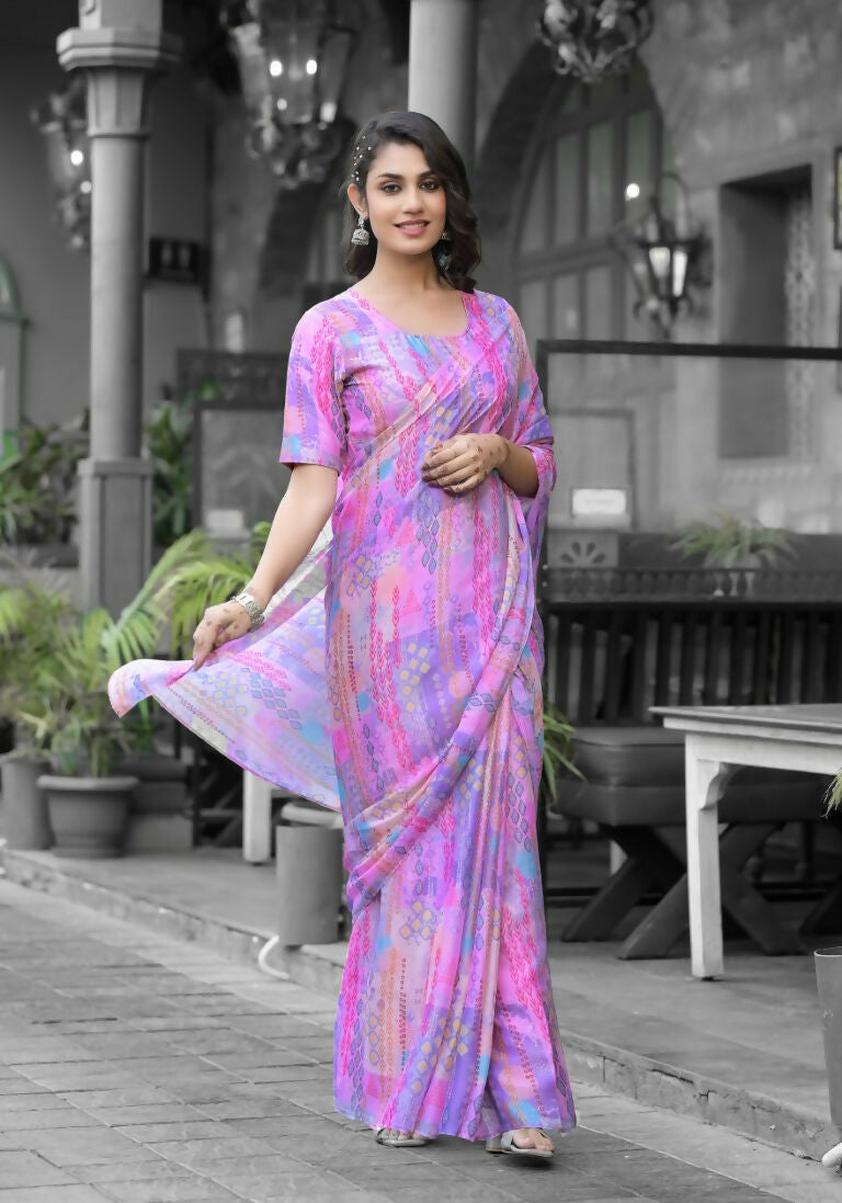 stylish Casual Pink Imported georgette Ready to Wear Fancy Saree - Ashwini