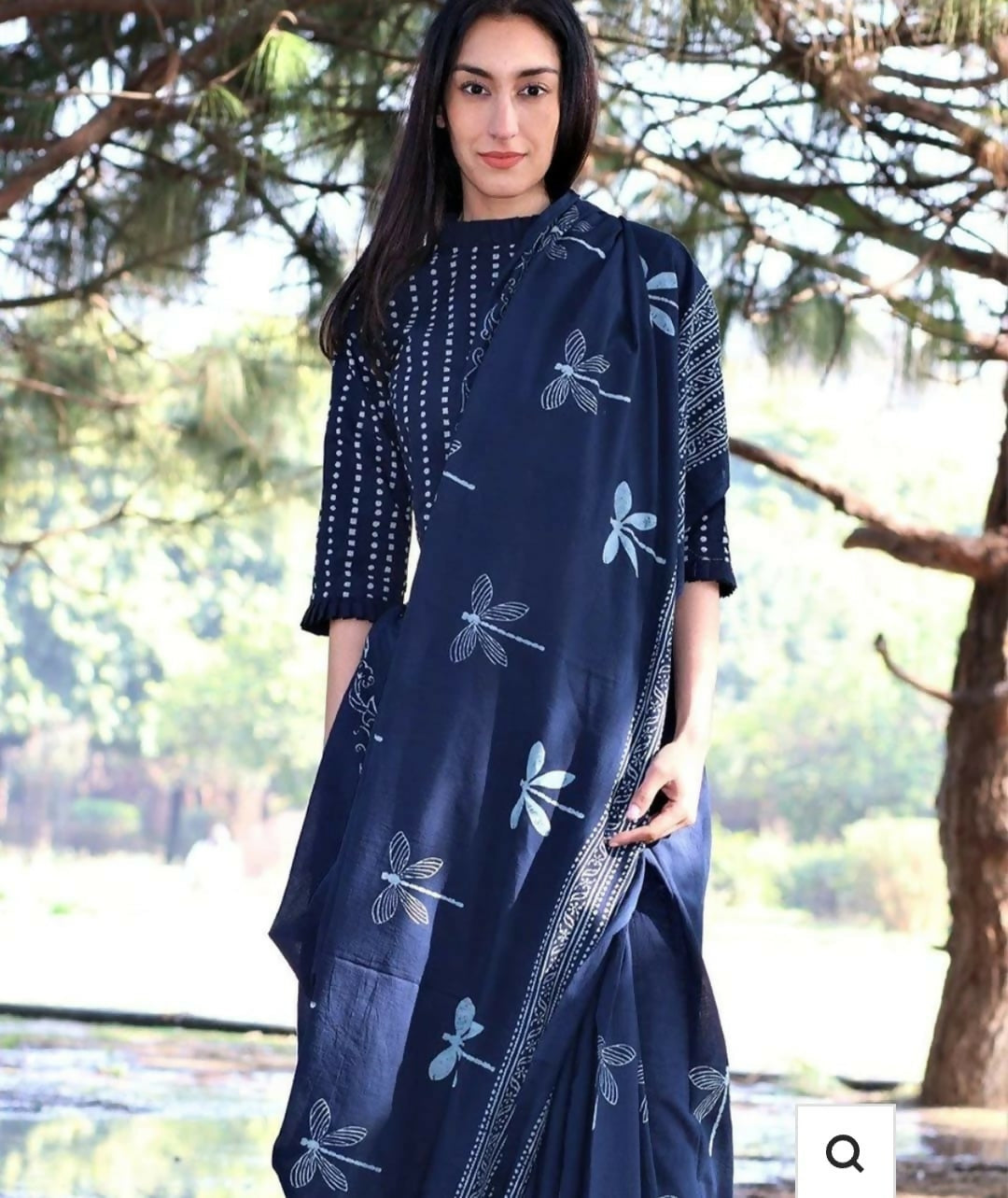 Exclusive Collection Blue Beautiful Mulmul Cotton Saree