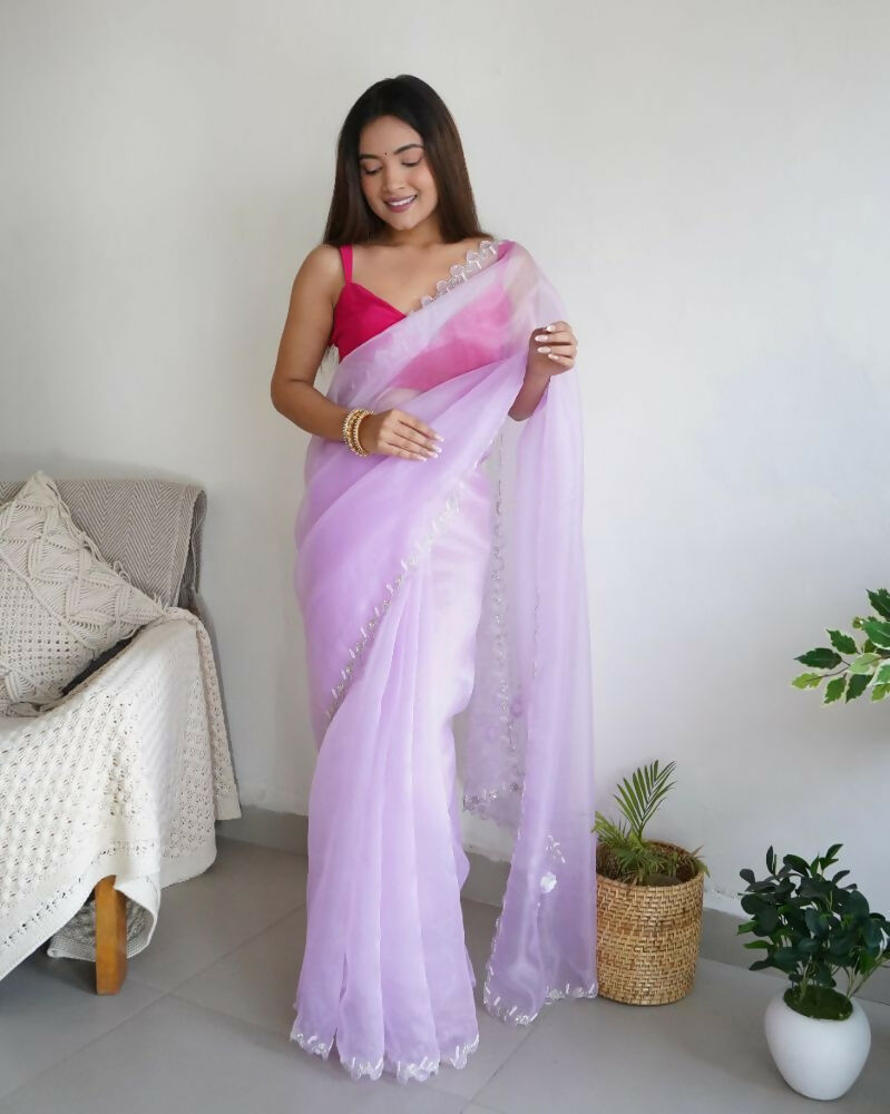 Vamsee Sheetal Lavender Organza Saree