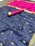 DEIANA'S Beautiful Designer Golden zari Soft Cotton Saree - Blue