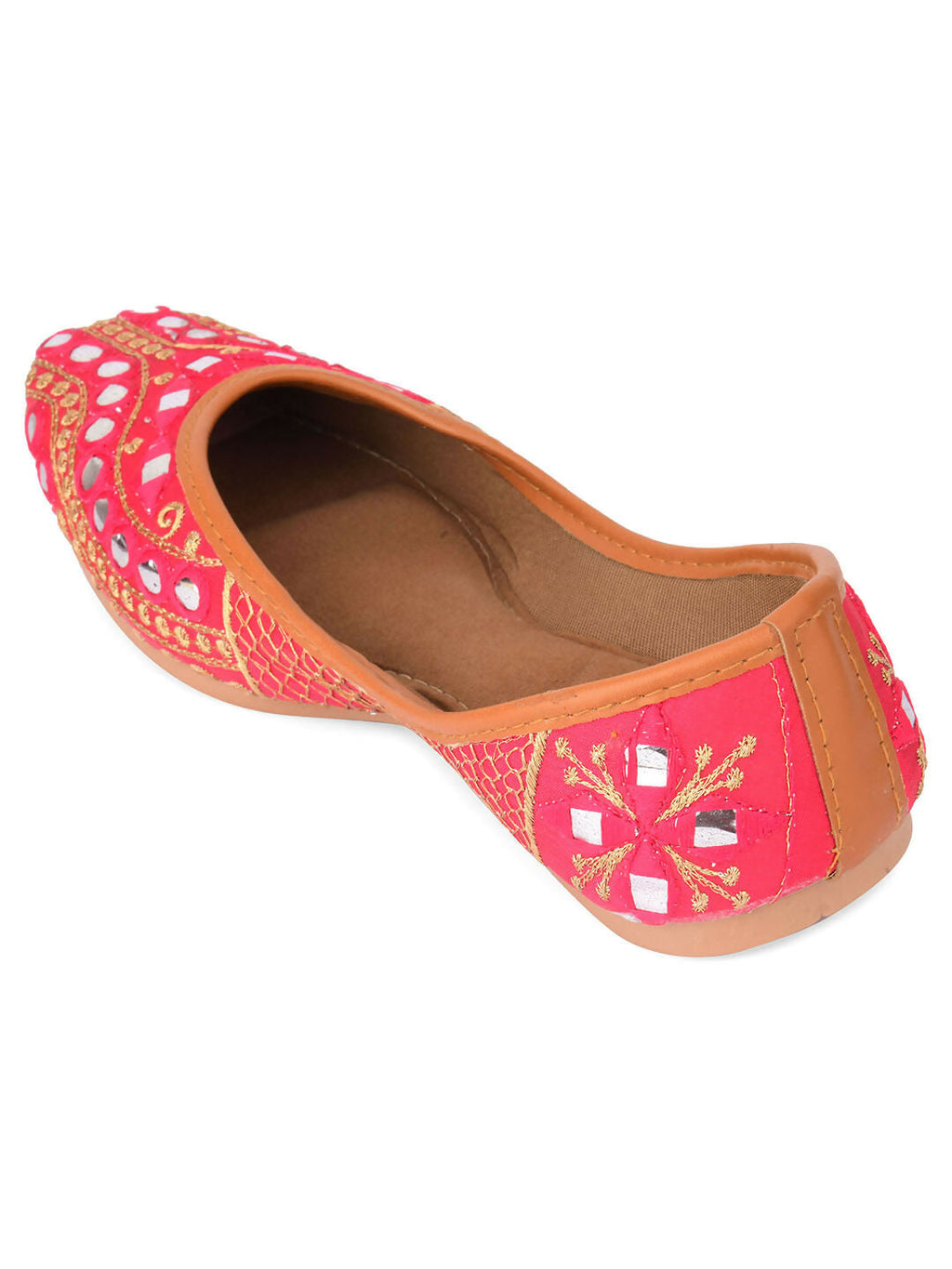 Desi Colour Women Indian Ethnic Footwear-Mini Dabka-Pink Mirror Lines