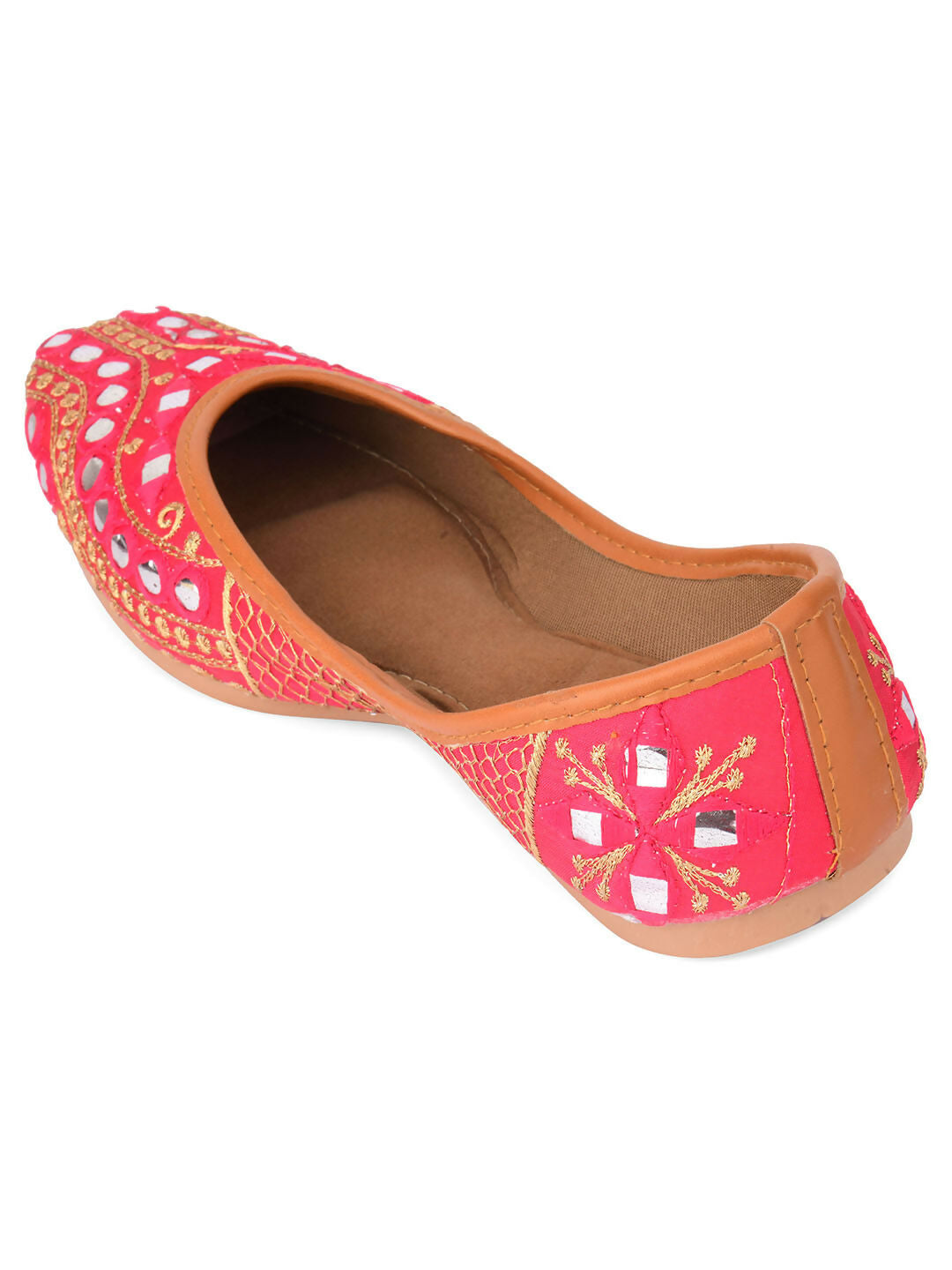 Desi Colour Women Indian Ethnic Footwear-Mini Dabka-Pink Mirror Lines