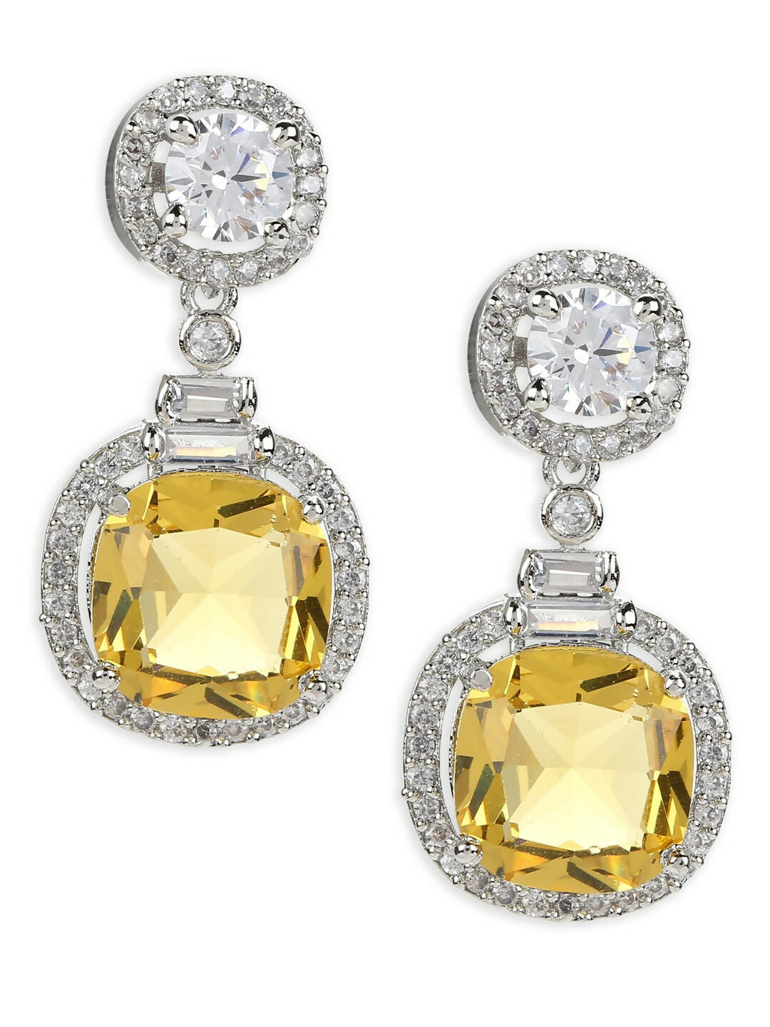Yellow & Silver Stone Earrings- Ruby Raang