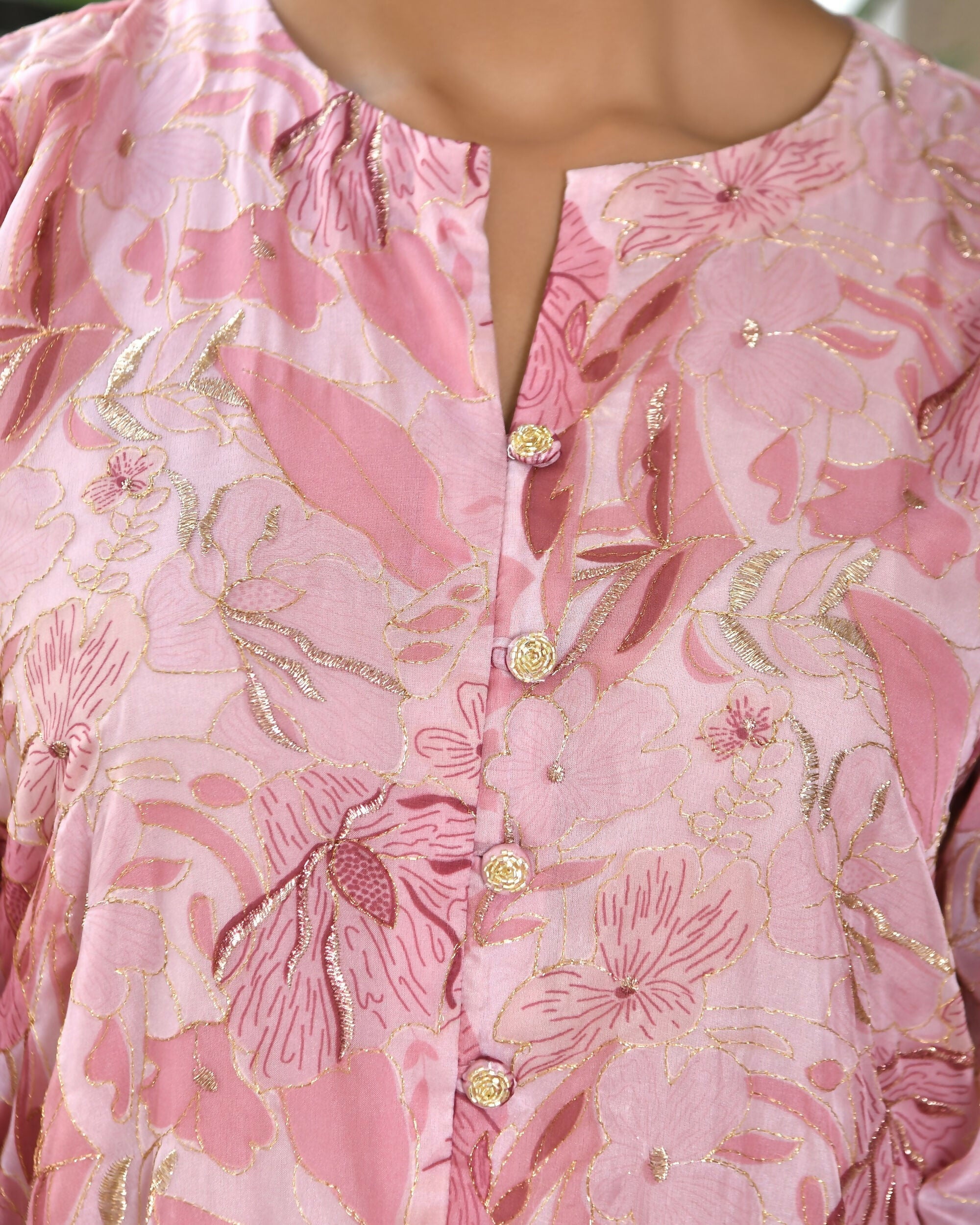 Vaasva Women's Pink Organza Digital Printed Cord Set