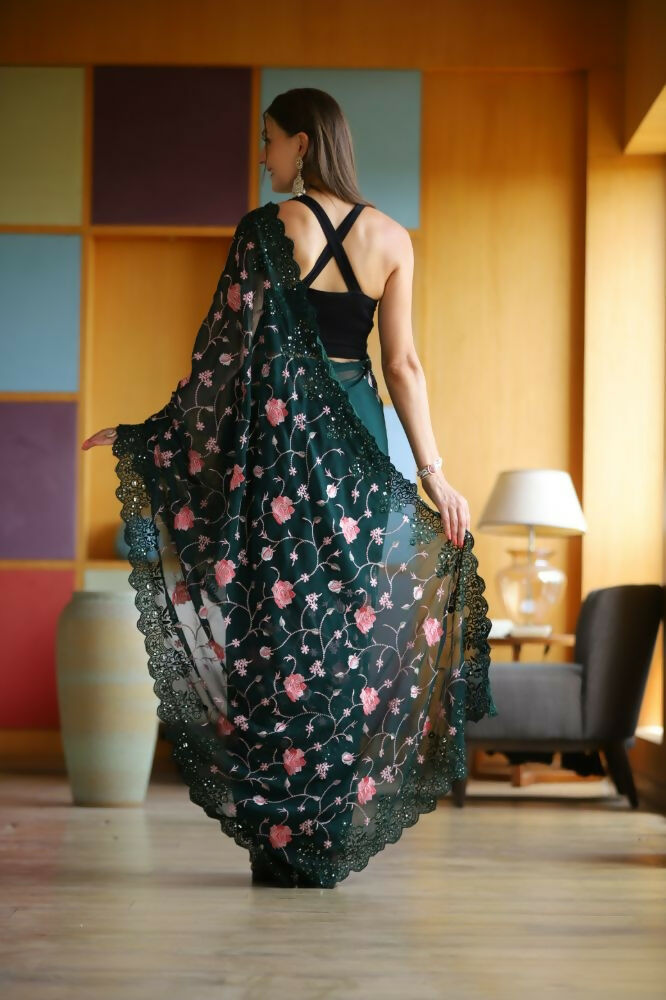Vamsee Ashi Green Georgette Saree
