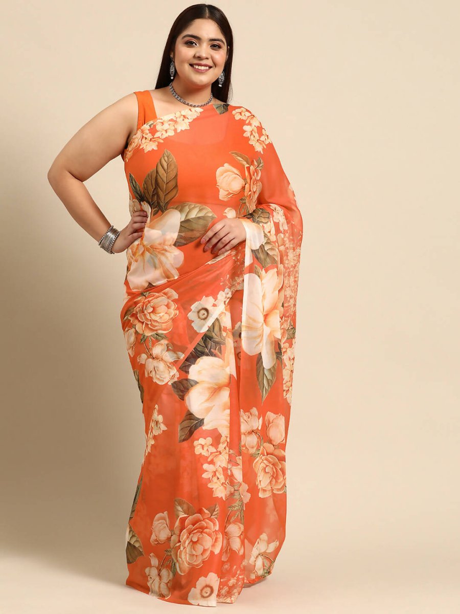 Ahalyaa Women's Traditional wear Saree - Orange