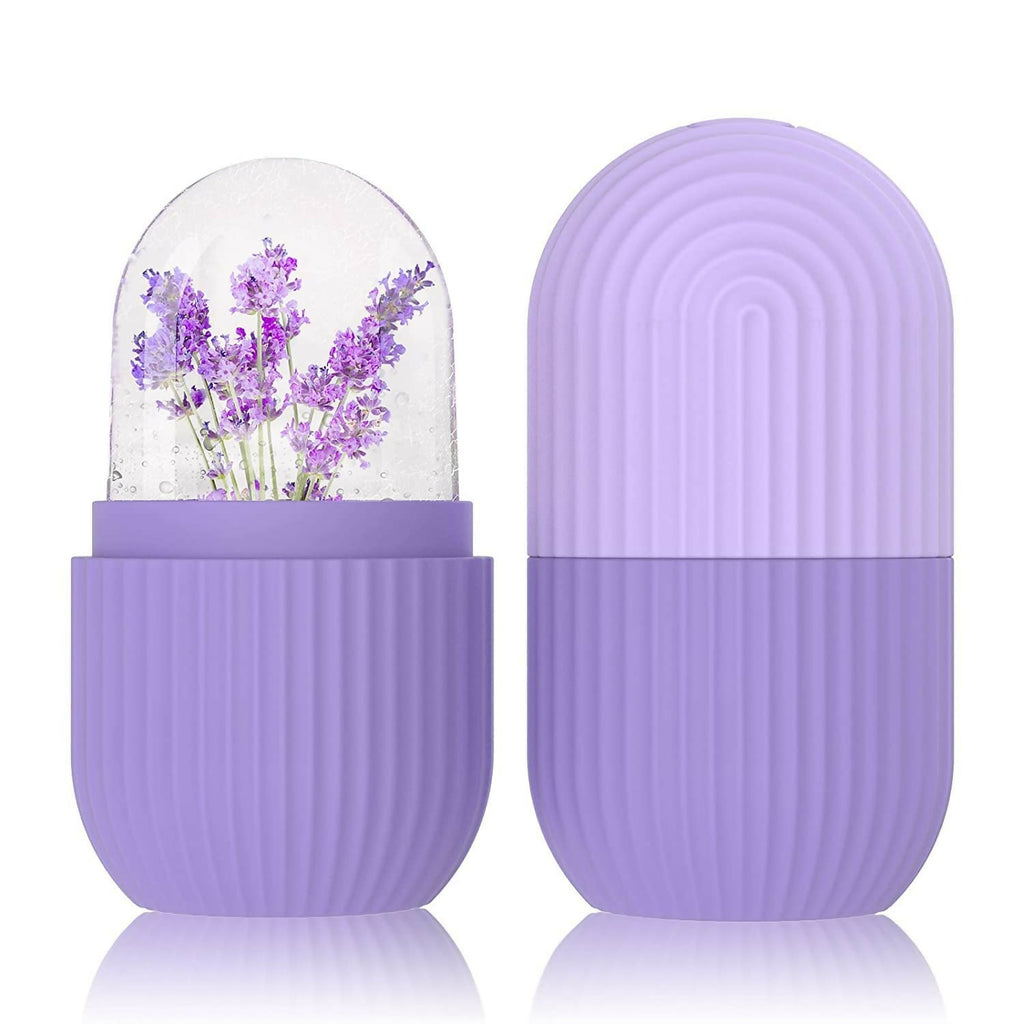 Ice Face Roller Silicone Facial Cube for Eyes Neck Massage Remove Dark Circle - Purple
