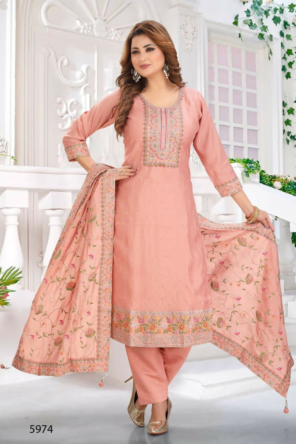 Joban Fashion Silk Peach Color Kurta Set