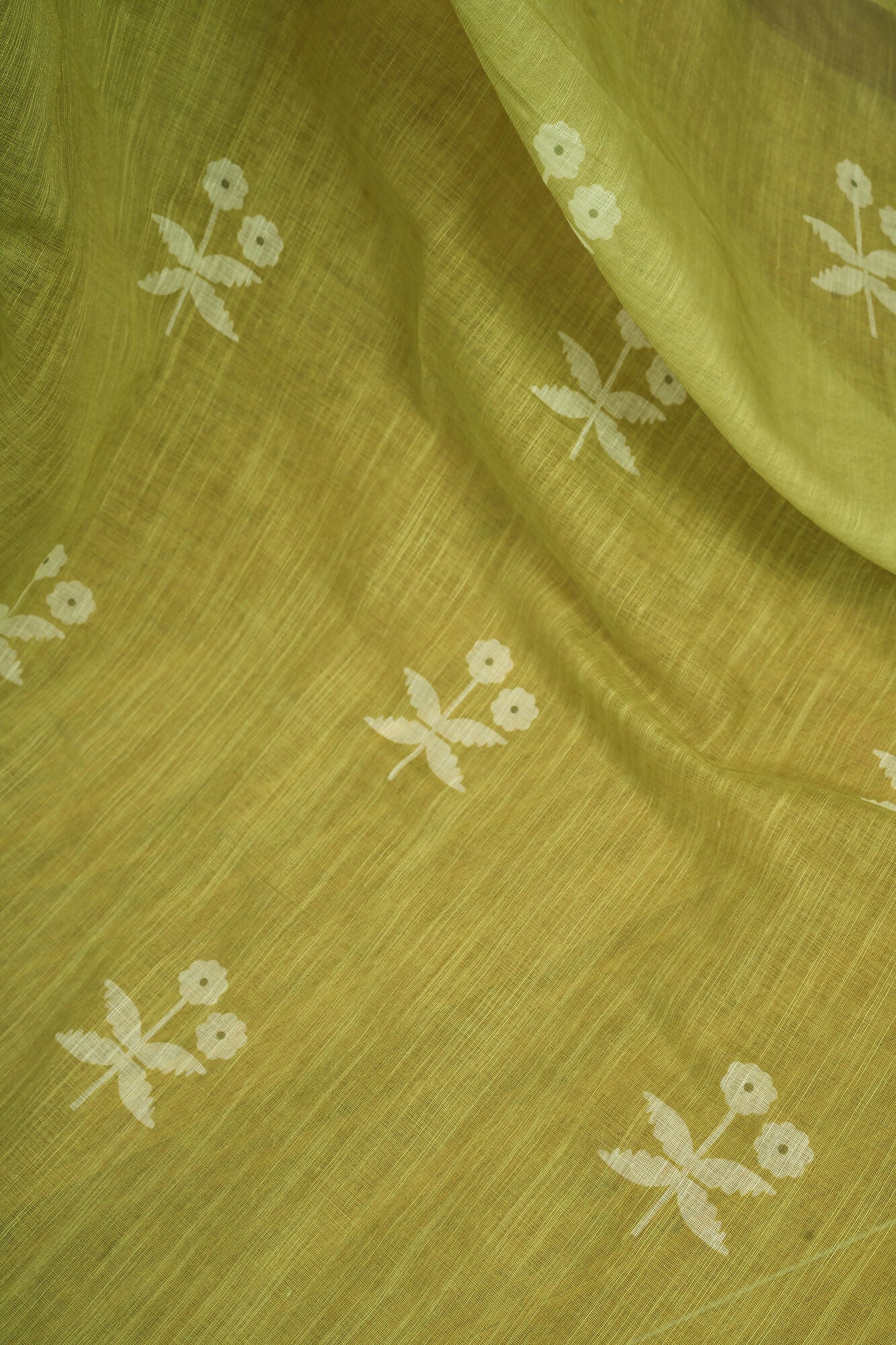 Vastranavya Mehendi Digital Printed Linen Ready To Wear Designer Saree with Unstitched Blouse